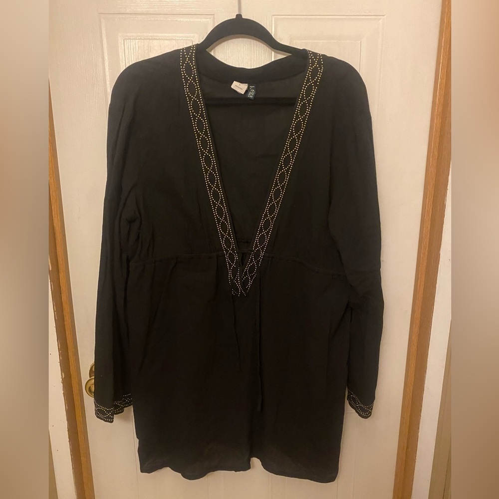 Lauren Ralph Lauren Black Embellished Swim Cover Up